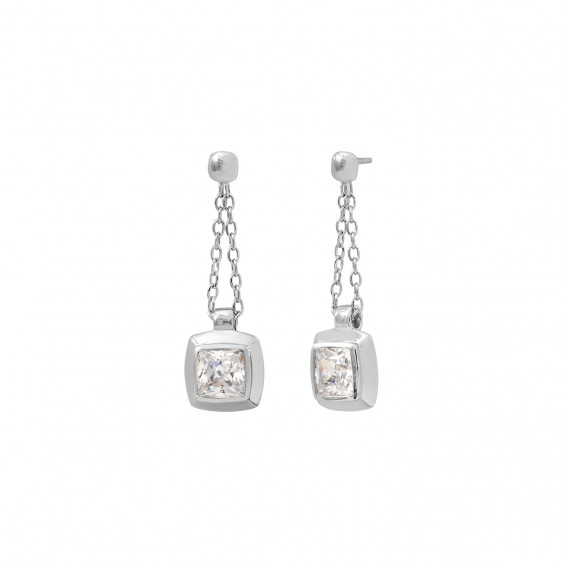 white square dangling earrings silver by Elsa Lee Paris 