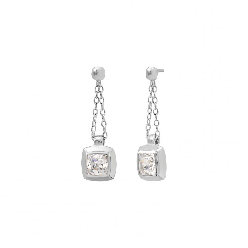 Boucles d'oreilles pendantes Elsa Lee en argent et perles blanches