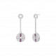 Purple wind rose earrings silver by French jewellery designer Elsa Lee. Drop silver earrings rose wind