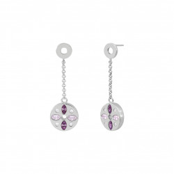 rose des vents violette améthyste boucles d'oreilles pendantes argent par ELSA LEE Paris - Boucles rosace violet