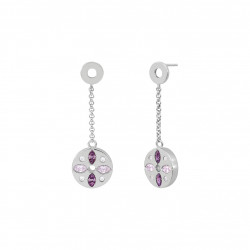 Purple wind rose earrings silver by French jewellery designer Elsa Lee. Drop silver earrings rose wind