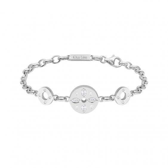 Bracelet rosace en argent 925 avec 1 motif central et 2 cercles par Elsa Lee Paris