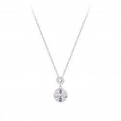 Collier en argent avec oxydes violet forme marquise et oxydes de zirconiums blancs 