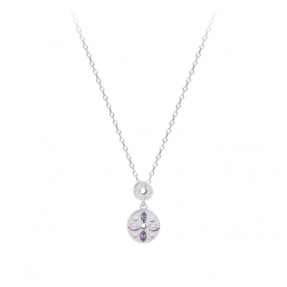 Collier en argent avec oxydes violet forme marquise et oxydes de zirconiums blancs 