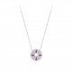 Le collier en argent de la collection Rosalie est caractérisé par un pendentif cercle orné d'oxydes de zirconiums violets 