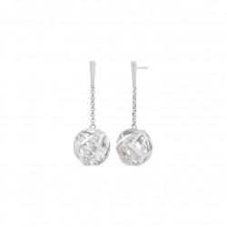 Silver Sphere dangling earrings Sphere atlas jewellery design by Elsa Lee Paris 