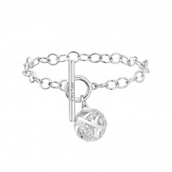 Bracelet pendentif boule en argent 925 avec fermoir T sertis d'oxydes de zirconium par Elsa Lee Paris 