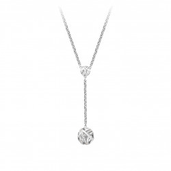 Collier cravate en argent collier décolleté sphere collier long argent rond globe Elsa Lee Paris