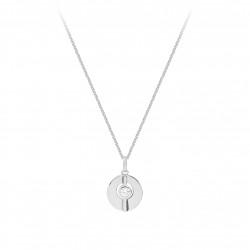 collier pièce asiatique en argent avec son serti clos par elsa lee paris