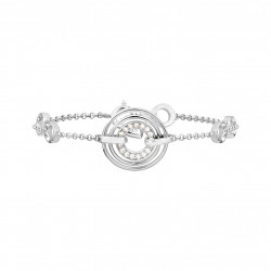 bulky sizeable silver bracelet with circle design by french designer Elsa Lee Paris 