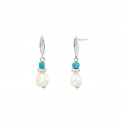 Dangling white baroque pearl earrings by French jewellery designer Elsa Lee Paris - white natural pearl earrings