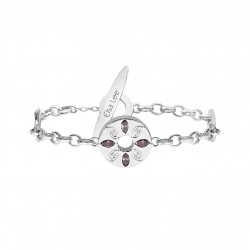 Rosace Bracelet with marquise cut purple and white stone - silver wind rose bracelet by Elsa Lee