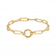 Golden bracelet texture big chain link and big round snap hook in golden silver by Elsa Lee 