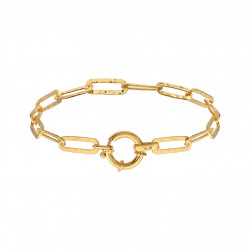 Golden bracelet texture big chain link and big round snap hook in golden silver by Elsa Lee 