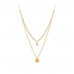 Golden 2 row necklace with golden locket close set, simple design ideal jewellery gift 