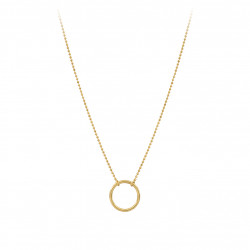 golden necklace with simple silver circle pendant, simple golden silver jewelleries by ELSA LEE Paris 