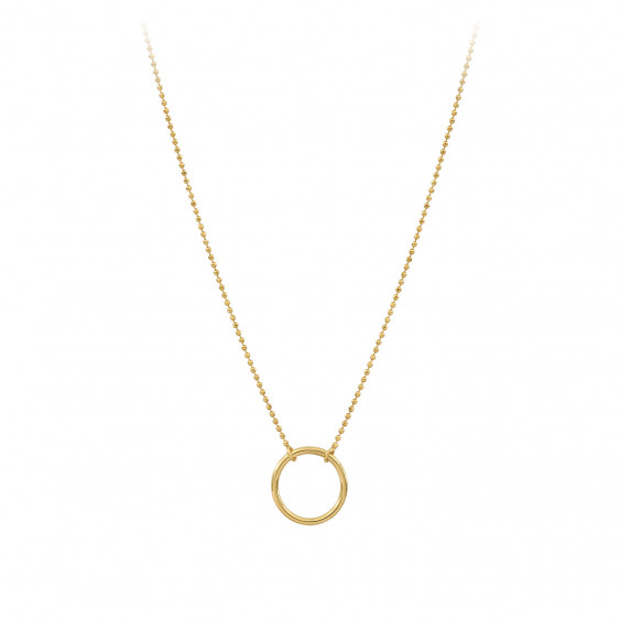 golden necklace with simple silver circle pendant, simple golden silver jewelleries by ELSA LEE Paris 