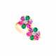 Golden Flower Ring multicolor petals two flowers by ELSA LEE Paris 