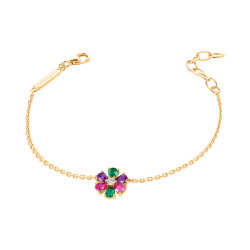 Bracelet Jaune fleur chaîne dorée avec pétales multicolores bijou argent - Elsa Lee Paris