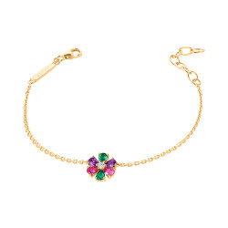  Flower golden chain bracelet with multicolored petals in silver - Elsa Lee Paris
