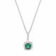 Silver necklace emerald green cushion square cut cubic green pendant - Elsa Lee Paris