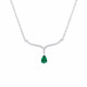 Silver V shape necklace emerald green pear cut stone - Elsa Lee Paris