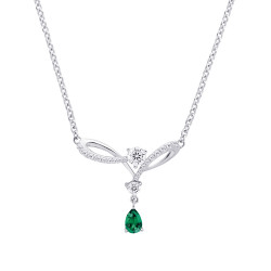 necklace with pear cut emerald green stone twisted curves - Elsa Lee Paris