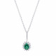Silver Necklace val cut emerald green stone marquise Pompadour necklace flower - Elsa Lee Paris
