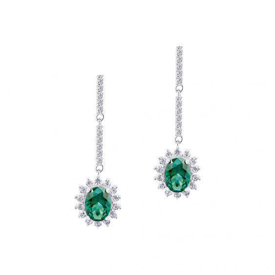 Boucle d'oreille pendante Vert émeraude