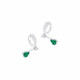 Silver studs Earrings interlaced pear cut emerald green stone drop stone - Elsa Lee Paris