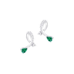 Boucles d'oreilles vert émeraude puces d'oreilles entrelacées pierre vert émeraude taille goutte poire - Elsa Lee Paris