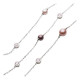 Elsa Lee Paris - 3 row silver necklace with 3 colours of pearls (pink, mauve and violet) and close set cubics zirconia