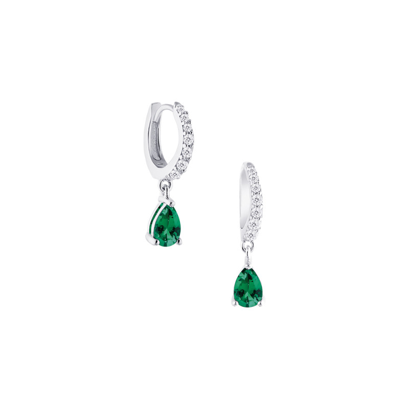 Boucles d'oreilles argent 925 zirconias verts et blancs