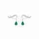 Boucles d'oreilles earlines vert émeraude puces entrelacées pierre vert émeraude taille poire goutte - Elsa Lee