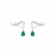 Boucles d'oreilles earlines vert émeraude puces entrelacées pierre vert émeraude taille poire goutte - Elsa Lee