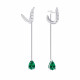 Ear Jacket earrings green emerald pendant green pear cut stone -Elsa Lee Paris