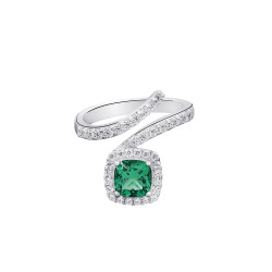 Half-open Square ring emerald green cushion cut snake ring - Elsa Lee Paris