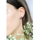 Studs Flower Golden Silver Earrings - flower design fuchsia, green, purple - Elsa Lee