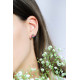 Studs Flower Golden Silver Earrings - flower design fuchsia, green, purple - Elsa Lee