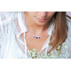 Sapphire Blue Silver Necklace with 3 sapphire blue stone on a thin pendant - Elsa Lee Paris 