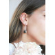 boucles d'oreilles pendantes chaine pierres noires carré obsidienne boucle par Elsa Lee PARIS 