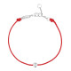 Clear Spirit bracelet from Elsa Lee Paris: one close set Cubic Zirconia on a red cotton waxed lace