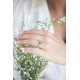 Silver V ring Emerald green pear cut stone 2 row silver ring by Elsa Lee