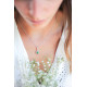 Silver Necklace val cut emerald green stone marquise Pompadour necklace flower - Elsa Lee Paris