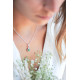 Silver Necklace val cut emerald green stone marquise Pompadour necklace flower - Elsa Lee Paris