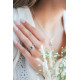 Silver ring with oval cut emerald green stone Pompadour Marquise flower ring - Elsa Lee Paris