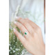 Bague marquise pompadour lady D vert emeraude entourage argent