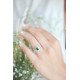 Silver ring with oval cut emerald green stone Pompadour Marquise flower ring - Elsa Lee Paris
