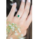 Bague vert emeraude entourage argent marquise pompadour lady D