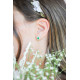 Silver studs square earrings emerald green earrings cushion cut stone - Elsa Lee Paris